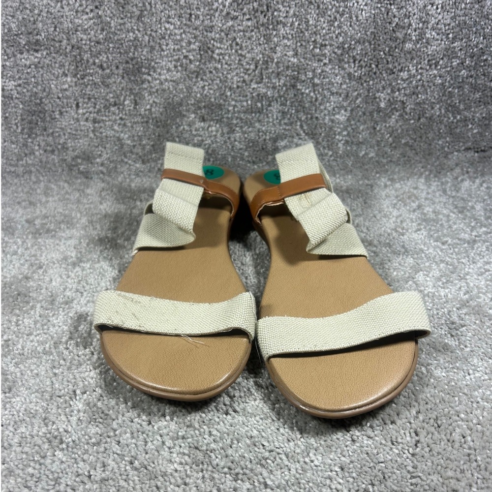 Tommy Bahama Slingback Sandals Beige Tan Canvas‎ Strappy Casual Womens Size 8